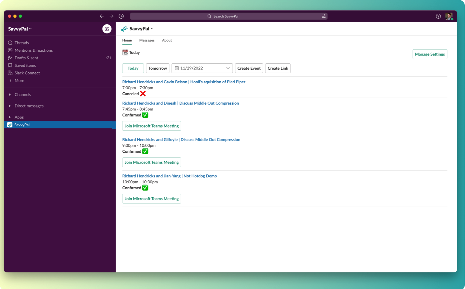 SavvyPal SavvyCal App For Slack - Main