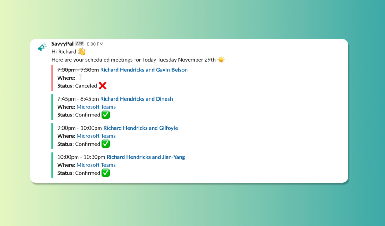 SavvyPal SavvyCal Daily Schedule